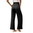 thumbnail image 4 of Lisingtool Casual Pants for Women Trendy Women's Wide Leg Pants Lightweiht Adjustable Waist Bow Tie Loose Comfortable Casual Trousers With Pocket Black, 4 of 9