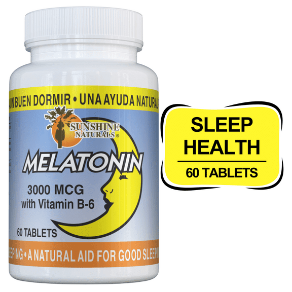 Sunshine Naturals Melatonin 3000mcg, 60 Tablets