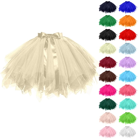Women's Tutu Skirt Puffy Layered Tulle Elastic Waist Bow Tie Summer Dancing Party Skirts Festival Womens Holiday Party Fashion Skirt Skirt Skirt Birthday Cake Skirt Puffy Skirt Army Green One Size