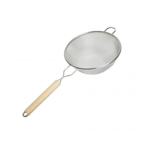Truecraftware  10 -Inch Fine Double Mesh Strainer, Tin Mesh with  13" Flat Wooden Handle