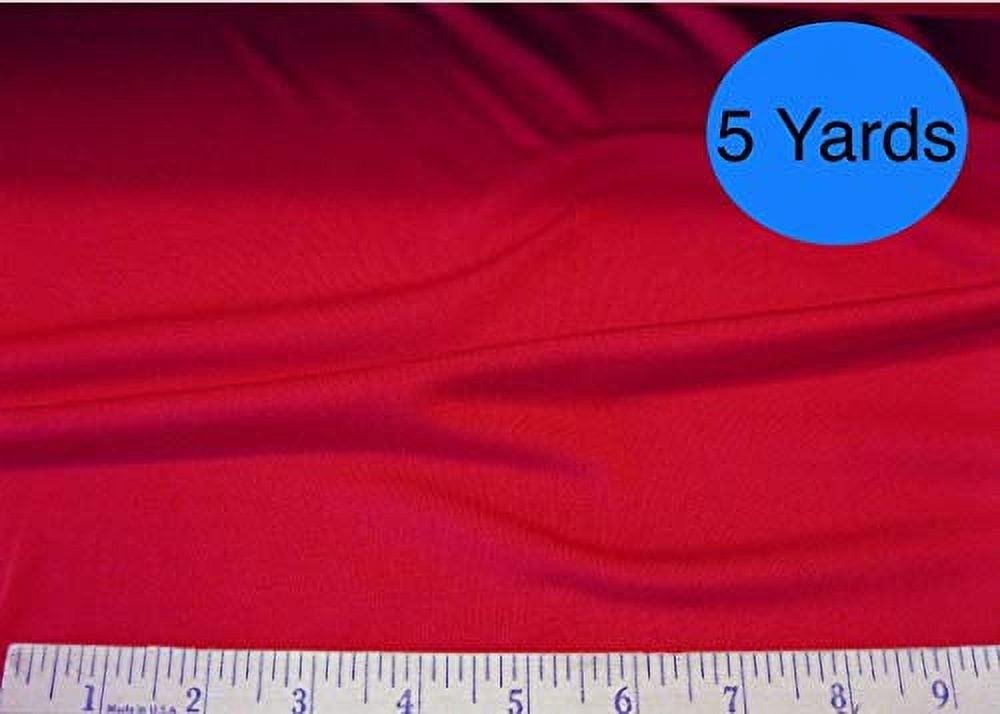 Spandex Polyester Red Fabric | 5 Yards Continuous | 4-Way Stretch | 60" Wide (5 Yards (Continuous)