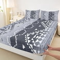 thumbnail image 3 of Homewish Fashion Western Aztec Full Size Sheets for Female, Abstract Stripes Ombre Bed Sheets, Grey Blue Hippie Triangle Sheet Sets, Microfiber Bedroom Decor, 4-Piece, 3 of 7