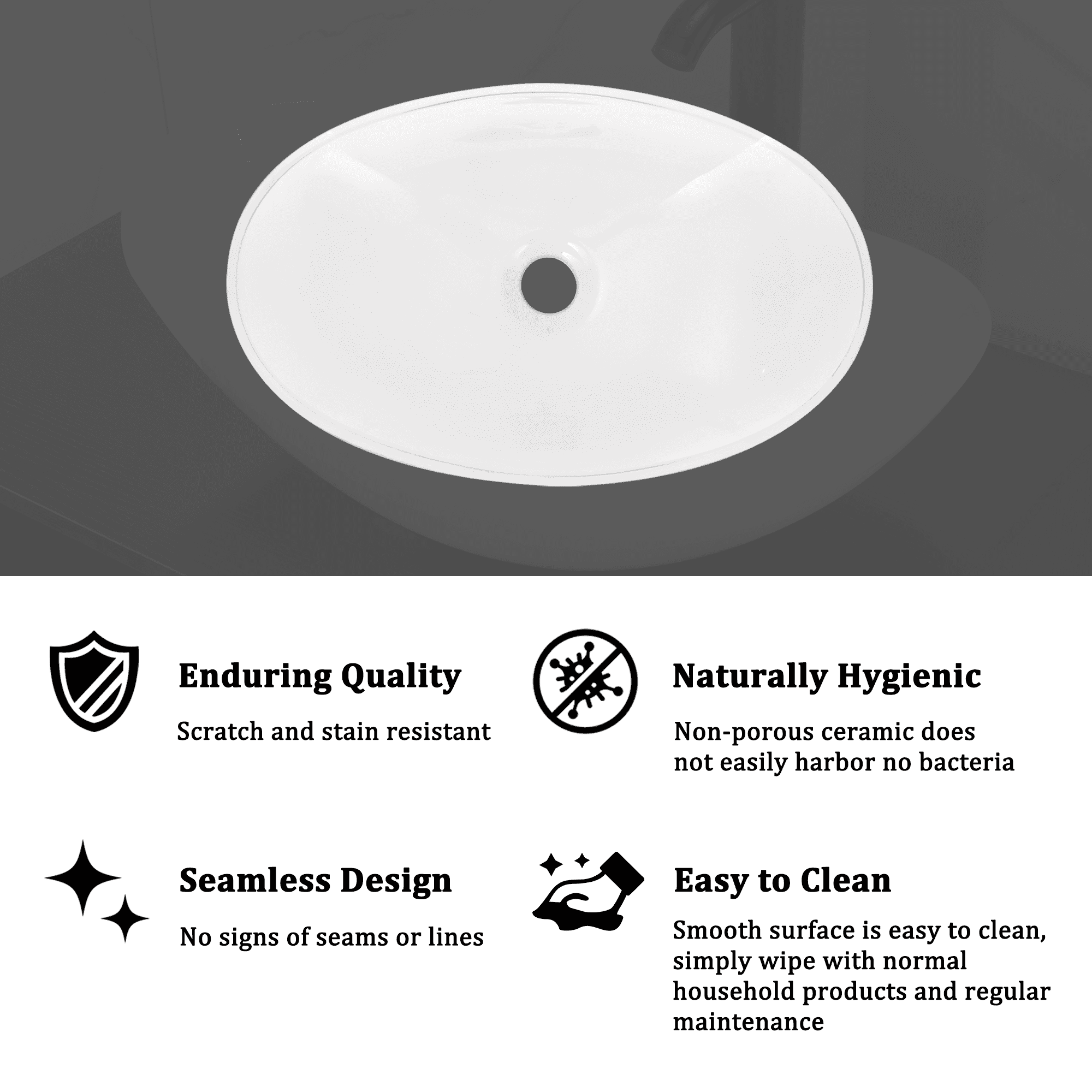 Eclife 21-inch Ceramic Vessel Sink Bathroom Above Counter Basin with Chrome Faucet and Pop-Up Drain, White