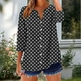 thumbnail image 2 of SnZhen Women's Csual Tops Fashion Polka Dots Printed Loose V-Neck Button Three Quarter Sleeves Bloues, 2 of 5