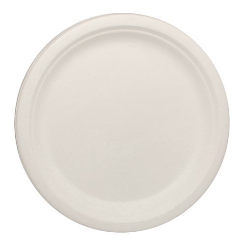 Durable EcoFriendly 9" Bagasse Plates Pack of 50 Round White Plates