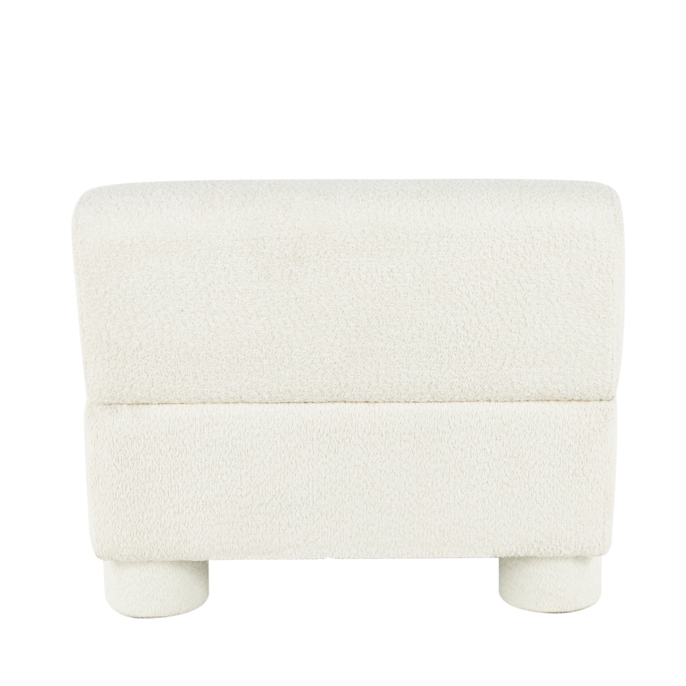 DecMode Polyester Square Boucle Lounge Chair, White