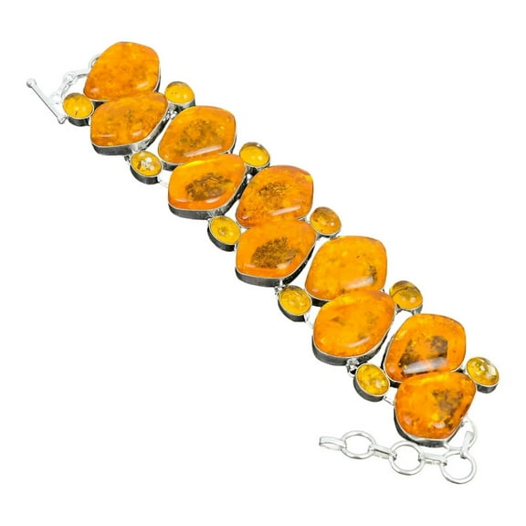 Natural Baltic Amber Gemstone Bracelet | Handmade 925 Sterling Silver Healing Jewelry