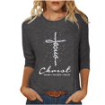 thumbnail image 2 of Daisyyozoid Nouvelles Arrivées Hauts pour Femmes Joyeuses Pâques Col Rond Manches Longues Haut Manches Longues Col Rond Chemise, 2 of 5