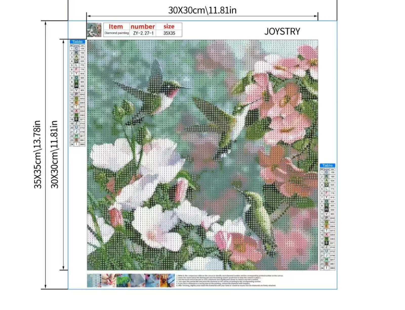 JOYSTRY 5D Diamond Painting Dots Kits for Adults Unisex, Full Drill Round Gem Art ( Hummingbird 14x14in )
