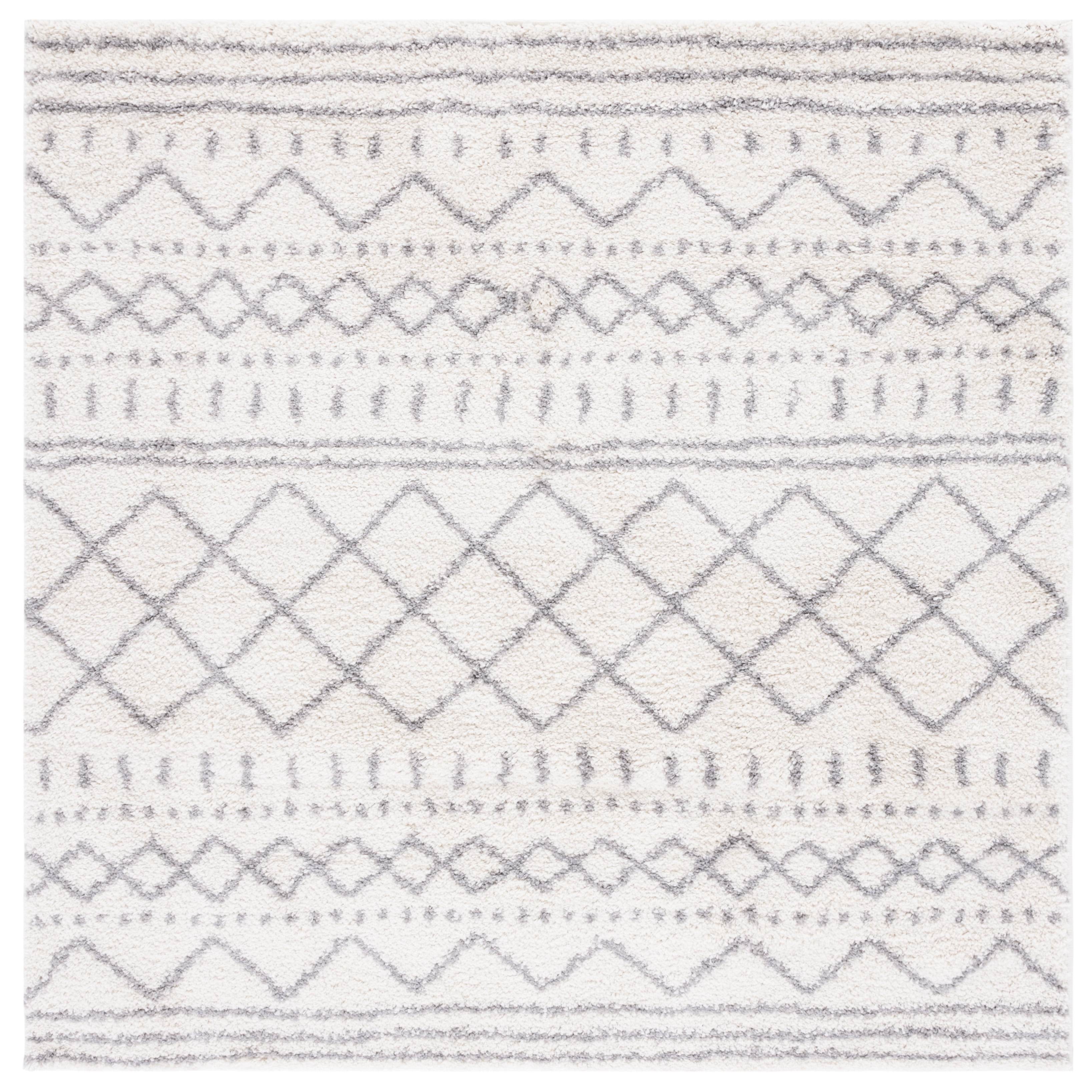 Safavieh Arizona Teagan Geometric Shag Area Rug, Ivory/Gray, 10' x 10' Square