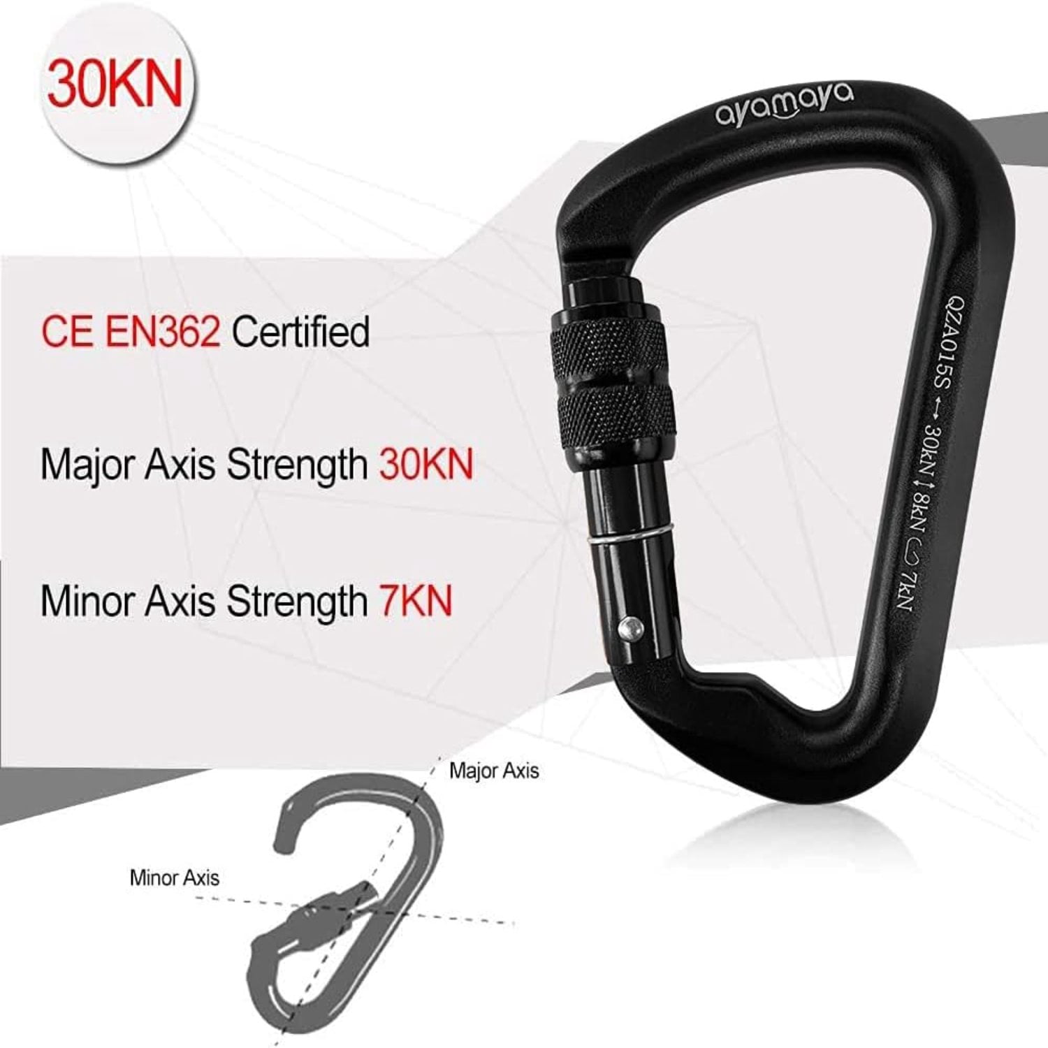 3-Pack Screwgate Locking Carabiners – 30kN (6,744 lbs) Heavy-Duty D-Shaped Carabiners for Rock Climbing, Rappelling, Swing, Rescue, Gym, Aerial Work, Fire Rescue, Downhill, CE Listed-black