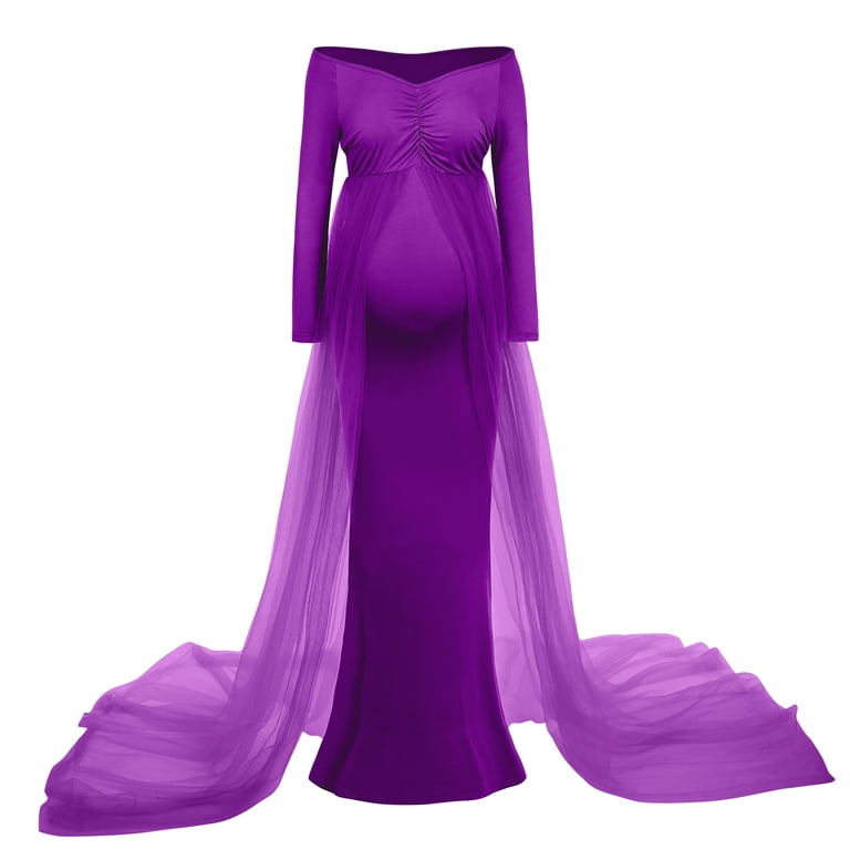 purple mermaid maternity dress MQTIME