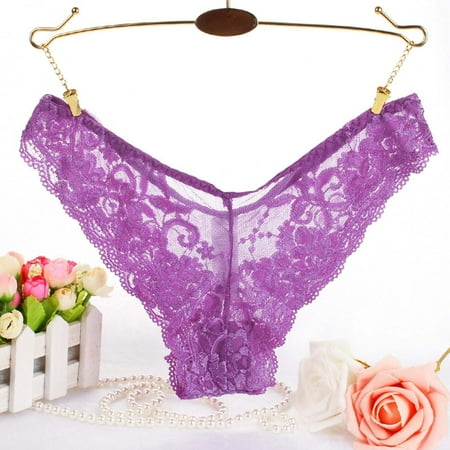 

ClodeEU Women Sexy Lace See-Through Breathable Soft Briefs Panties Lingerie Underwear (Purple 16(XXXXL))
