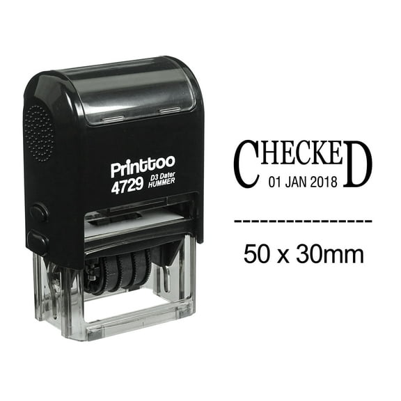 Printtoo Office Stationery With Checked Text Date Self Inking Dater Rubber Stamp-Black