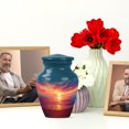 thumbnail image 6 of JAGASY Beach Handmade Urn for Sister, Blue Small Urns for Human Ashes Keepsake, Ocean Sunset Orange Clouds Decorative Urns for Siblings, Yellow Memorial Urn for Brother, (3 Inch), 6 of 7