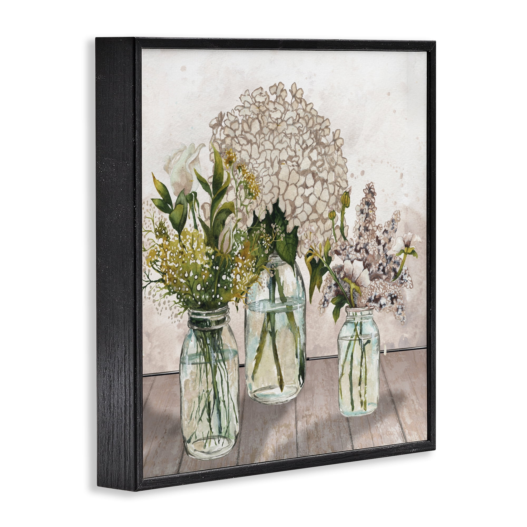 Stupell Industries Jars Of Wildflowers Black Framed Giclee Art, design by Elizabeth Medley