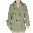 thumbnail image 4 of YFNNUP Women's Plus Size Trench Coat Lapel Double Breasted Windbreaker Jacket Solid Casual Cropped Overcoat, 4 of 7