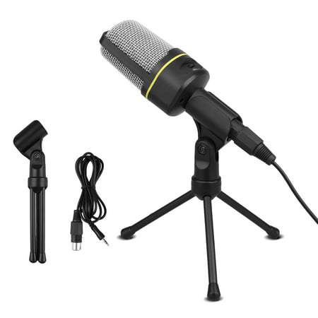 EEEkit PC Microphone Portable Condenser Microphone 3.5mm Plug & Play with Tripod Stand Home Studio Recording Microphone for Computer, Smartphone, iPad, Podcasting Karaoke, YouTube, Skype,