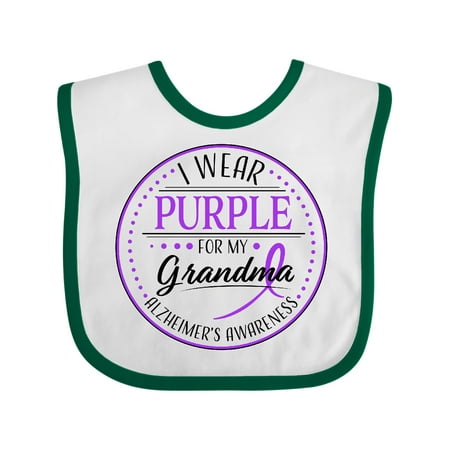 

Inktastic I Wear Purple for my Grandma- Alzheimers Awareness Gift Baby Boy or Baby Girl Bib