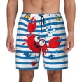 thumbnail image 2 of Picia Red Funny Crab on Blue Stripe pattern Mens Swim Trunks with Compression Liner Stretch Beach Shorts Quick Dry with Zipper Pockets No-Chafing Board Shorts-3X-Large, 2 of 9