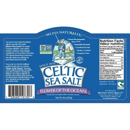 Selina Naturally Celtic Sea Salt, Flower of the Ocean, 8 Oz