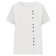 thumbnail image 3 of Girls' Summer Solid Color Crew Neck Short Sleeve Button Casual T Shirt Top White 12 Y -13 Y, 3 of 4