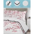 thumbnail image 3 of Full Size Quilt Bedding Set, Pink Leaves Reversible Summer Quilt 3 Pieces, Summer Botanical Lightweight Bedspreads Coverlets with 2 Pillow Shams for All Seasons, 3 of 5