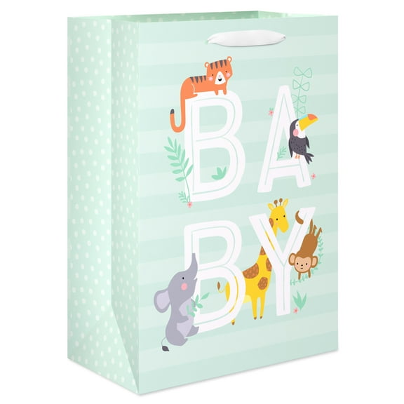 American Greetings Baby Medium Gift Bag Baby, Animals and Stripes (7.09" x 10.03" x 3.93") 1-Count