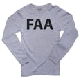thumbnail image 1 of FAA - Large Font Graphic Design Men's Long Sleeve Grey T-Shirt, 1 of 2