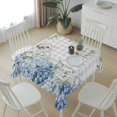 thumbnail image 6 of Blue Flower Table Cloth Waterproof Tablecloths, Grey Plaid Hydrangeas Eucalyptus Leaves Tablecloth Dining Table Cover for Kitchen Party Tabletop Outdoor, Square Tablecloth 60x60 Inch, 6 of 9