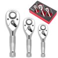 thumbnail image 2 of TOMMARS Stubby Ratchet Set, 1/4", 3/8", 1/2" Drive Ratchet Handle Wrench 72-Tooth Quick-Release Reversible, 2 of 4