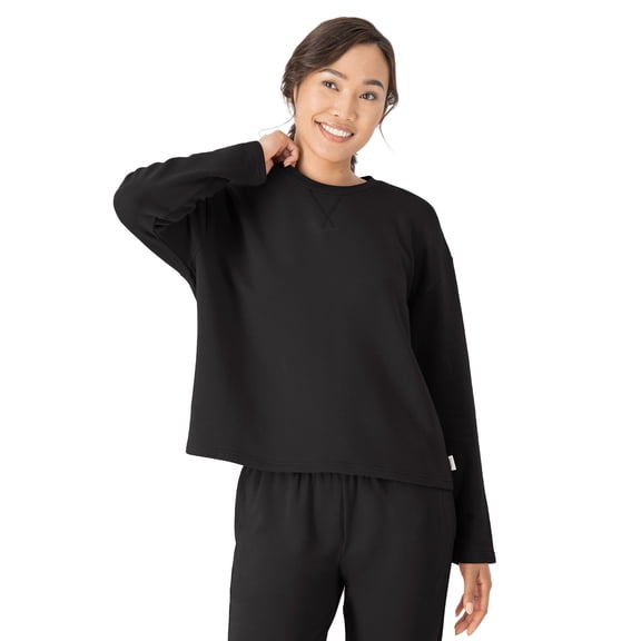 Hanes Originals Comfywear Women's French Terry Crewneck Pullover Black M