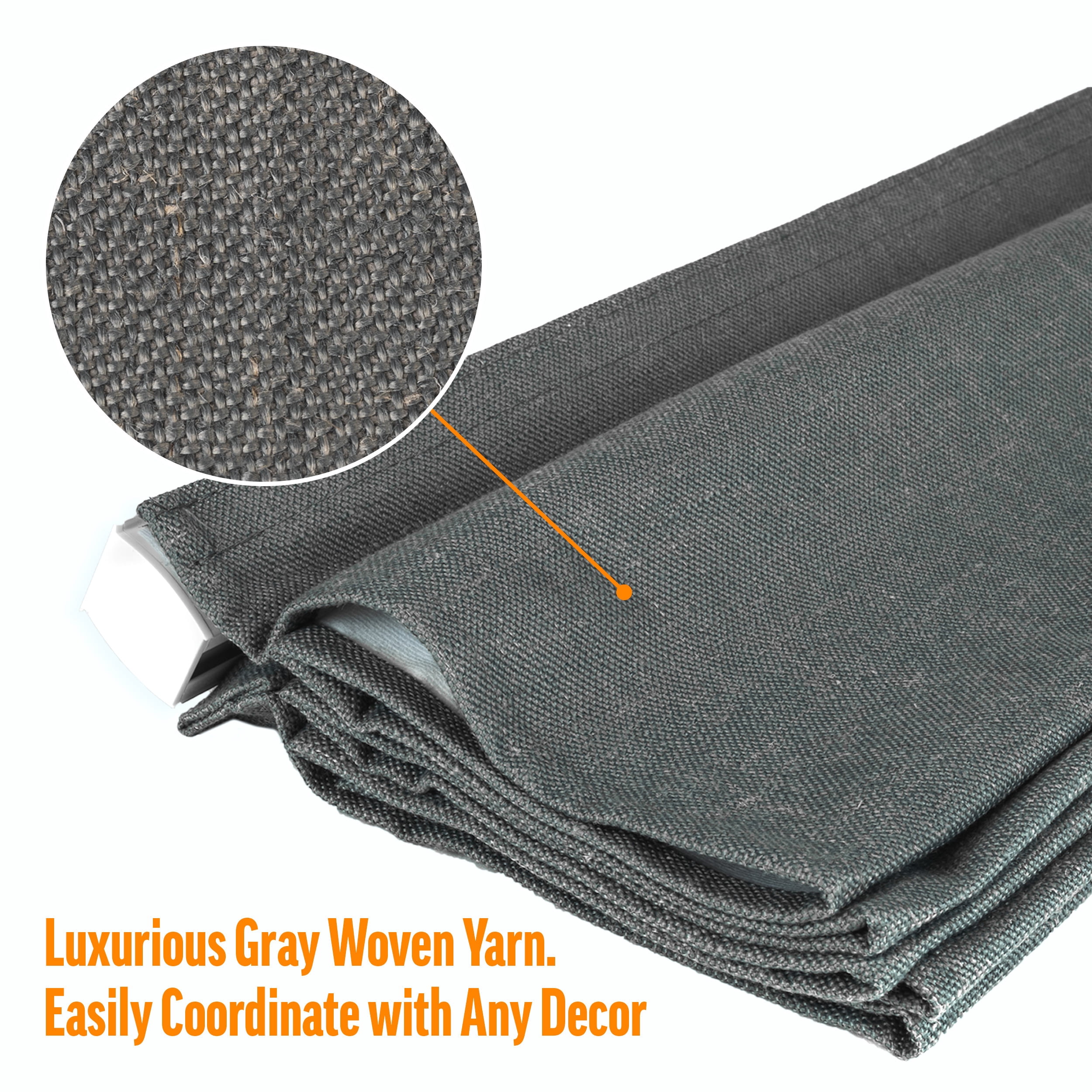 Biltek Gray Roman Shades Total Blackout Window Blinds Inside/Outside Mount Thermal Washable Fabric  27"W x 64"H