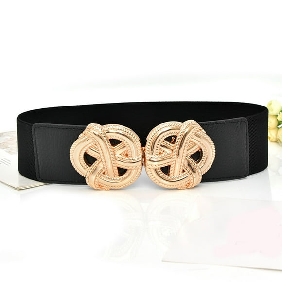 Women Stretchy Belt For Dresses Vintage Elastic Wide Waist Belt Belt mens belt Black