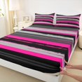 thumbnail image 5 of Manfei Abstract Brushstroke Stripe Bed Sheets, Neon Pink Gray Fuul Size Sheets, Pink Black Gray, Black Reversible 4pcs1 Flat Sheet + 1 Fitted Sheet + 2 Pillowcases, 5 of 6