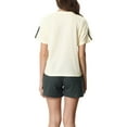 thumbnail image 3 of INSPIRE CHIC Women Cute Print Short Sleeve T-Shirt with Shorts Couple Pajama Sets Beige XS, 3 of 5