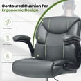 thumbnail image 4 of JONPONY Tall Office Chair for Standing Desk, Ergonomic High Leather Executive Office Chair with Flip-up Armrest,and Adjustable Foot Ring for Counter Height Desk,Grey, 4 of 13