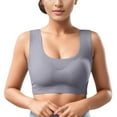 thumbnail image 4 of Women's Comfortable No Steel Ring Bra Traceless Sports Tank Top Thin Middle Aged Mom Large Bra Grey XL, 4 of 4