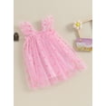 thumbnail image 3 of Wassery Kids Girl Princess Dress 6M 12M 18M 24M 3T 4T Toddler Girls Sparkle Heart Print Sleeveless Tulle Tutu Dress Summer Party Casual Dress, 3 of 7