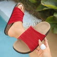 thumbnail image 4 of Slides for Women Cork Footbed Open Toe Mesh Sandals Summer Casual Flat Walking Shoes Comfortable Outdoor Slip on Slippers Red Size 9.5, 4 of 8