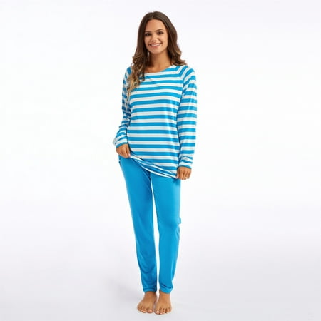 

TANGNADE Women S Striped Pajama Set Long Sleeve Tops And Pants Jogging Casual Wear Soft Pajamas Winter Fashion Casual Set
