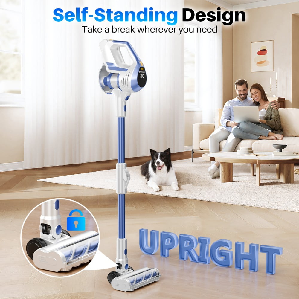 BSNAW Cordless Stick Vacuum Cleaner,8-in-1 Lightweight Vacuums Cleaners with 50Min Runtime, Green LED Headlight for Pet Hair Carpet Hard Floor