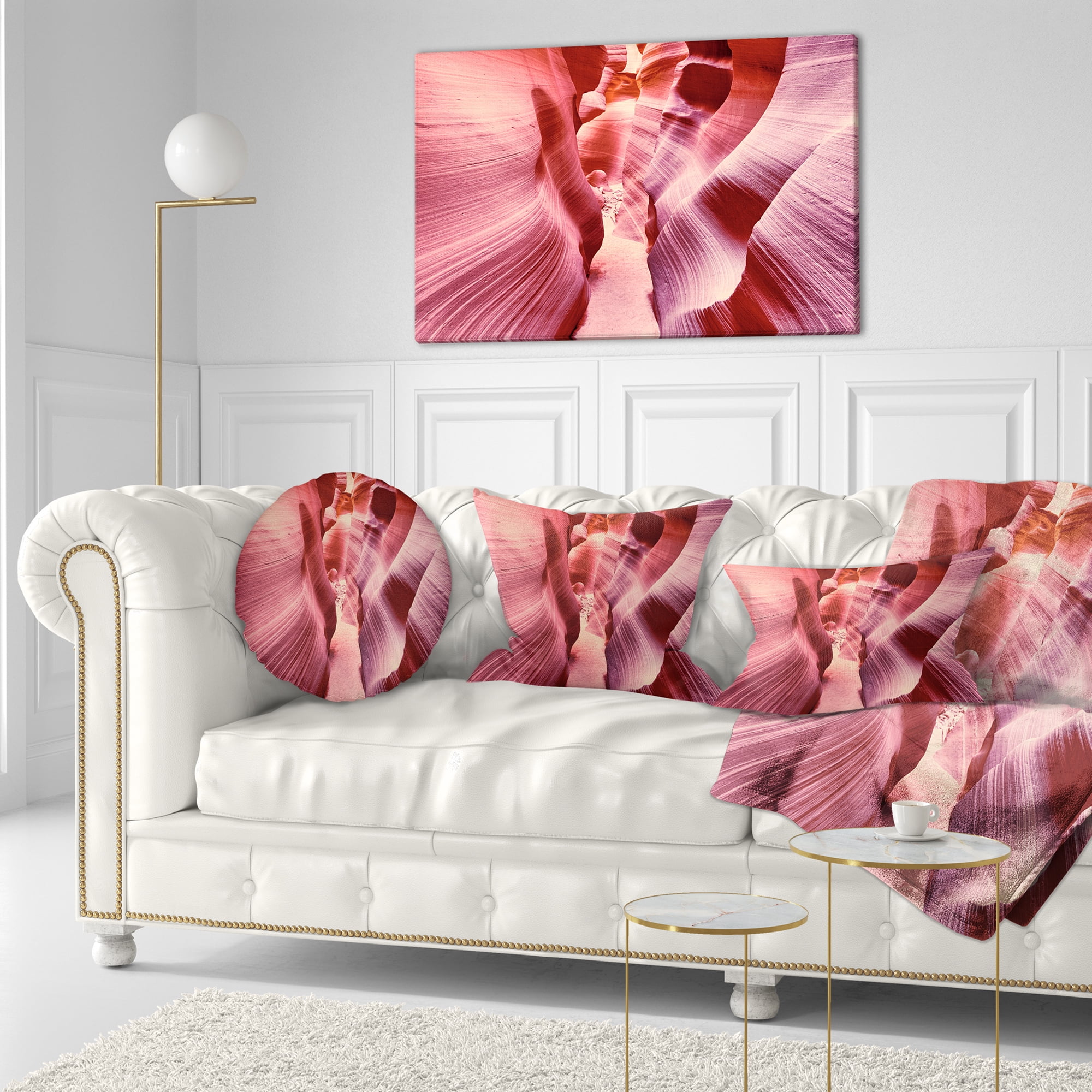 Designart Famous Antelope Canyon - Landscape Photo Throw Pillow - 12x20