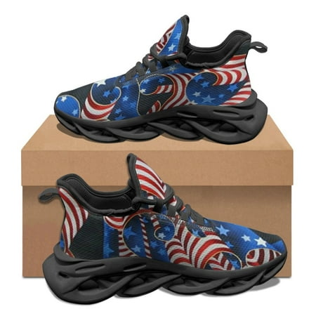 

4th of July Printed Sneakers for Women Summer New Outdoor Sports Running Shoes Classic Lace Up Vulcanized Sole ing Shoes