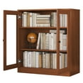 thumbnail image 2 of Palace Imports 100% Solid Wood 3-shelf Bookcase with Adjustable Shelves and Glass Doors, Mocha, 2 of 2