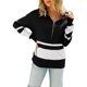 thumbnail image 3 of VISgogo Mujer Otoño Invierno Jersey de Punto Manga Larga Solapa Cremallera Patchwork Sudadera VISgogo moda, 3 of 9