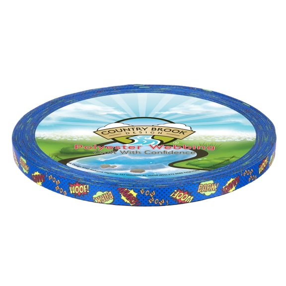 Country Brook Design® 1/2 inch Blue Super Dog Photo Quality Polyester, 20 Yards