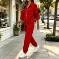 thumbnail image 5 of MexChoioe Womens Soft Solid Color 2 Piece Tracksuit Stand Collar Full Zip Sweatshirt and Jogger Pants Streetwear Sports Outfit Set for Womens, 5 of 7