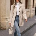 thumbnail image 6 of Edvintorg Womens Trench Coat Solid Color Long Sleeve Loose Long Jacket Turndown Collar Casual Button Down Outerwear with Pocket Woman Clothes White S-2XL, 6 of 7