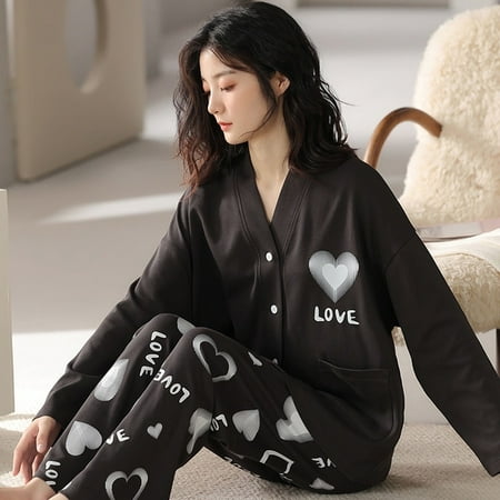 

PIKADINGNIS New Arrivals Women Home Wear Clothes Autumn Winter Long Sleeve Women Pajamas Set Full Cotton Soft Sleepwear Suit Outwear Pjs